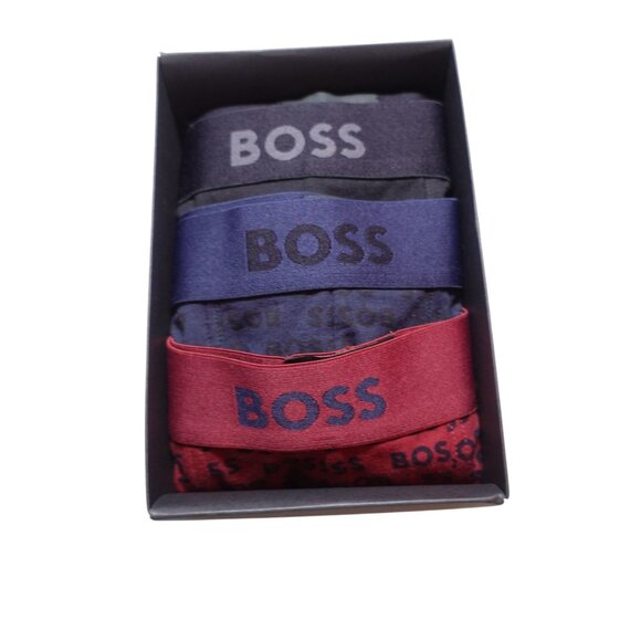 NIB BOSS Men's 3-Pack Trunks Boxer Shorts 2Design G Sz S Black Blue Red - Picture 2 of 6